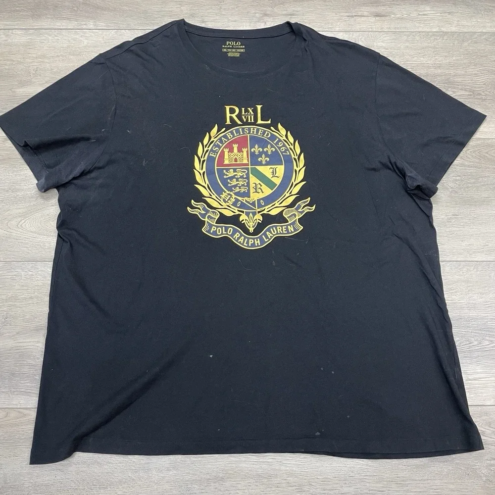 Polo Ralph Lauren Black Crest T Shirt Men Sz XXL Preppy Classic FAIR